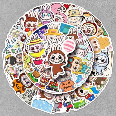 50 Cartoon Labubu Stickers - Cute Rabbit Elf Group, Waterproof for Journals or Water Bottles