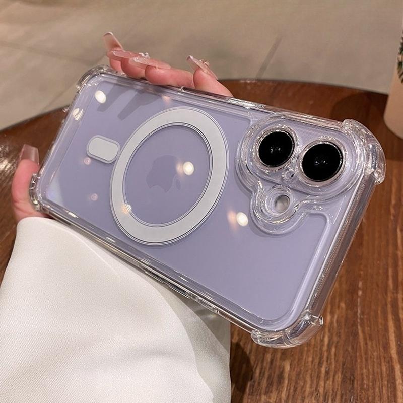 Soft Wireless Charge Magsafe Silicone Phone Case For iPhone 11 12 13 14 15 16 17 Pro Max Plus Transparent Magnetic Bumper Cover