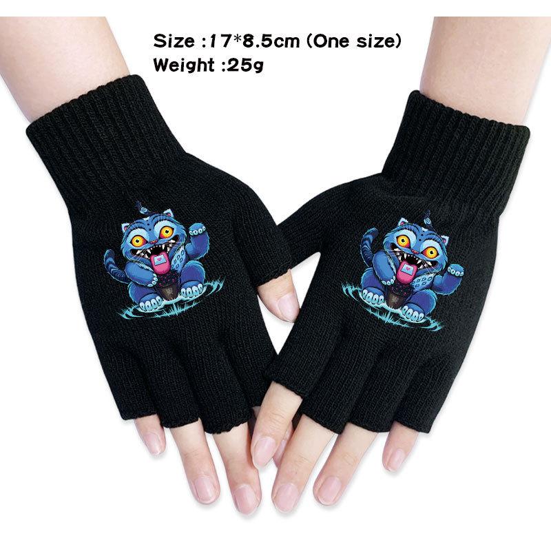 Kinder Jungen Mädchen Kpop Derpy Bedruckte Baumwolle Herbst Winter Warm Gestrickte Touch-Handschuhe