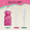 Bear Sippy Cup with Markings Silicone Straw Cup for Babies 8oz Translucent Drinking Bottle for Milk & Juice Training