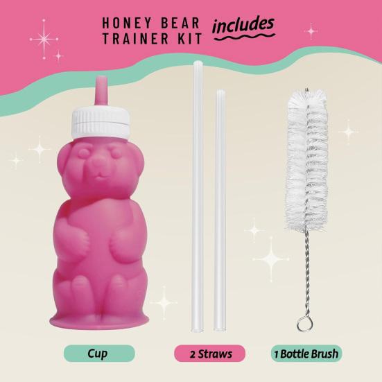 Bear Sippy Cup with Markings Silicone Straw Cup for Babies 8oz Translucent Drinking Bottle for Milk & Juice Training