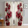 2pcs- Passionate Red Flower Polyester Curtains, Bathroom, Bedroom, Living Room, and Family Room Decorative Curtains
