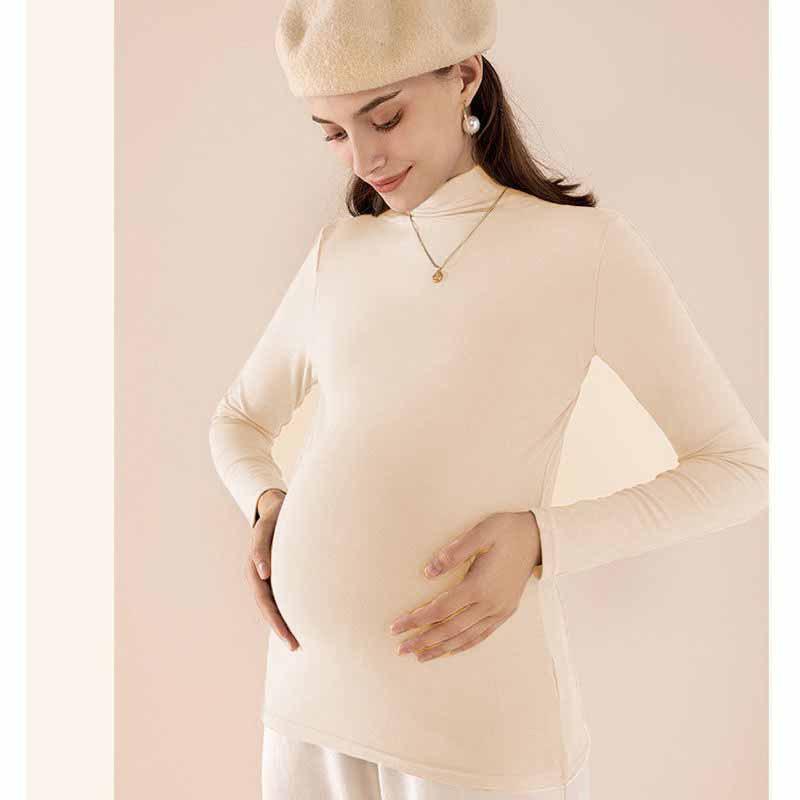 

Одежда для беременных осень и зима новая полуводолазка внутренний чехол не показывает тепло плиссированная базовая рубашка 3XL recommends 165-92.5kg