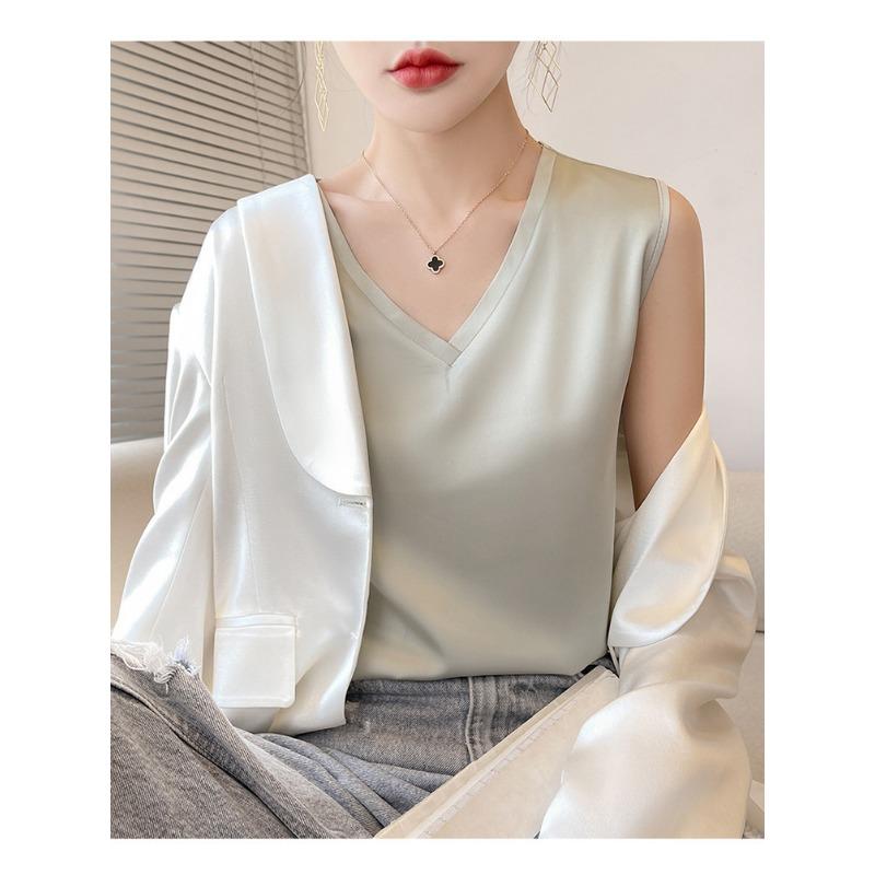 Letní dámské vesty s úzkým výstřihem do V, širokými rameny a krátkými vnitřními rukávy
