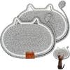 2 PC Cat Scratcher Mat - Natural Cotton Rope Oval Horizontal Scratch Pad (11''x13.7'') with Dangling Ball Toy, Cat Ear Design, Furniture Protector