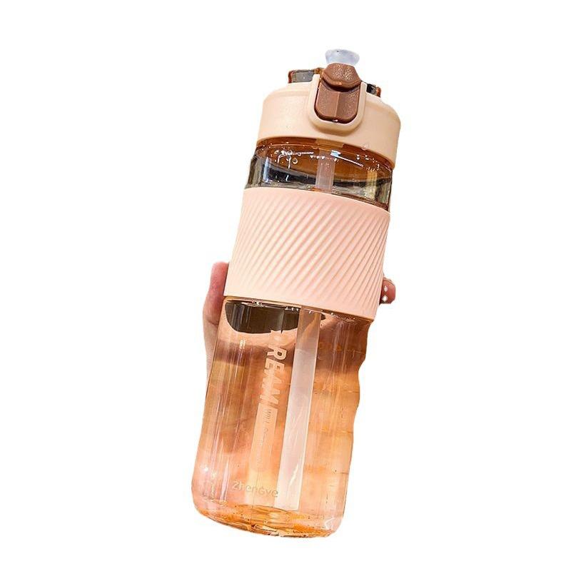800ML High Temperature Plastic Water Cup - Anti-scalding Drop-resistant Straw Cup BPA-free Clear Outdoor Sports Water Bottle