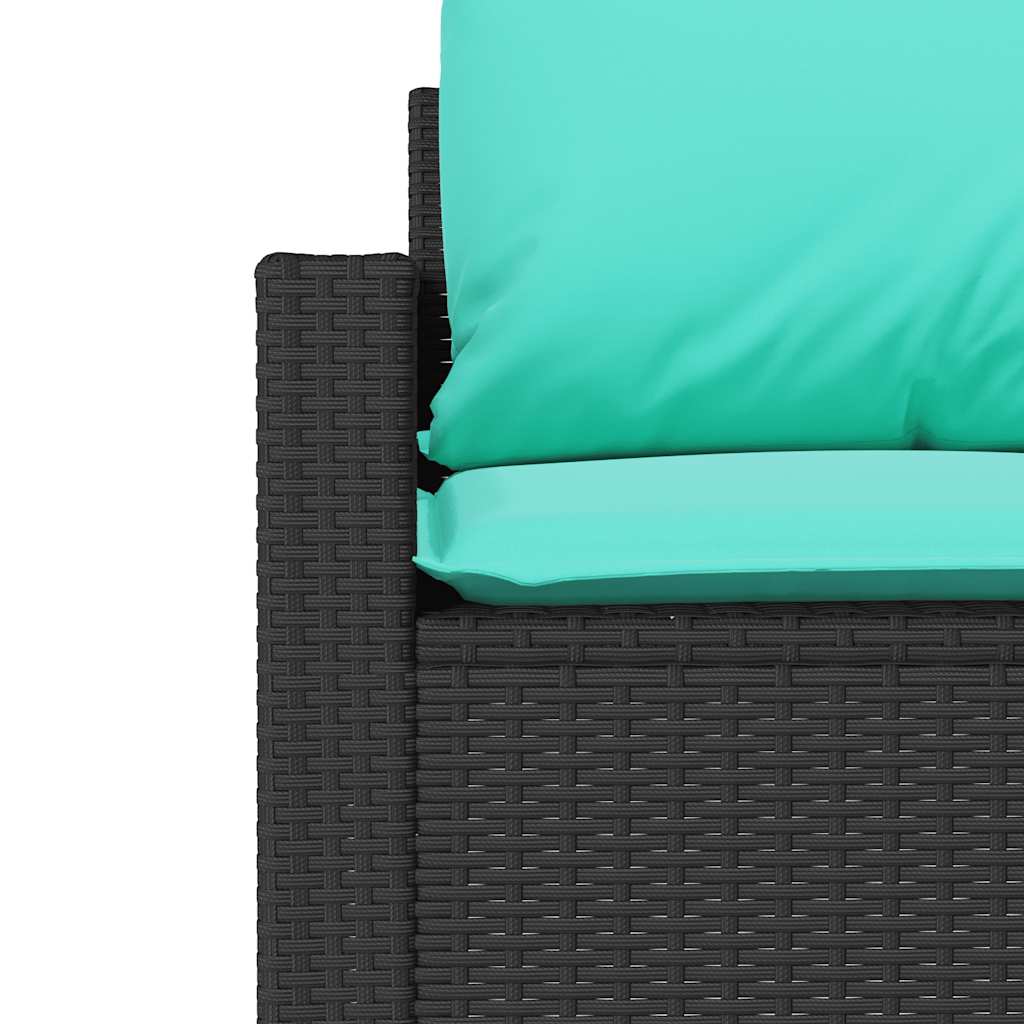4 Piece Outdoor Sofa Set with Cushions Black Poly Rattan