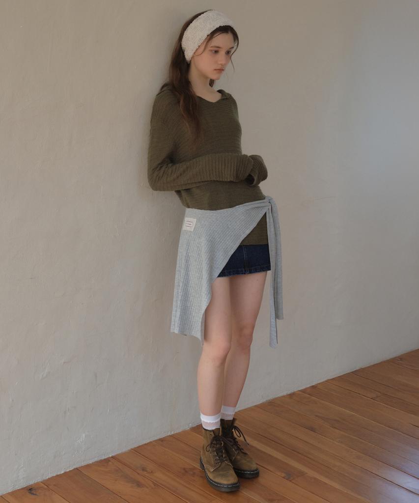 Aueonoseuteljia Hairy Hood Knit_Khaki(Oc26Kn14)