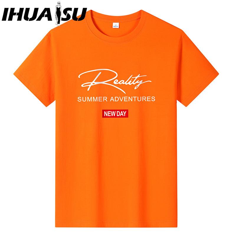 IHUASU Cotton Short Sleeve T-shirt Men's Fashion Loose Half Sleeve Shirt Printed Compassionate Shirt