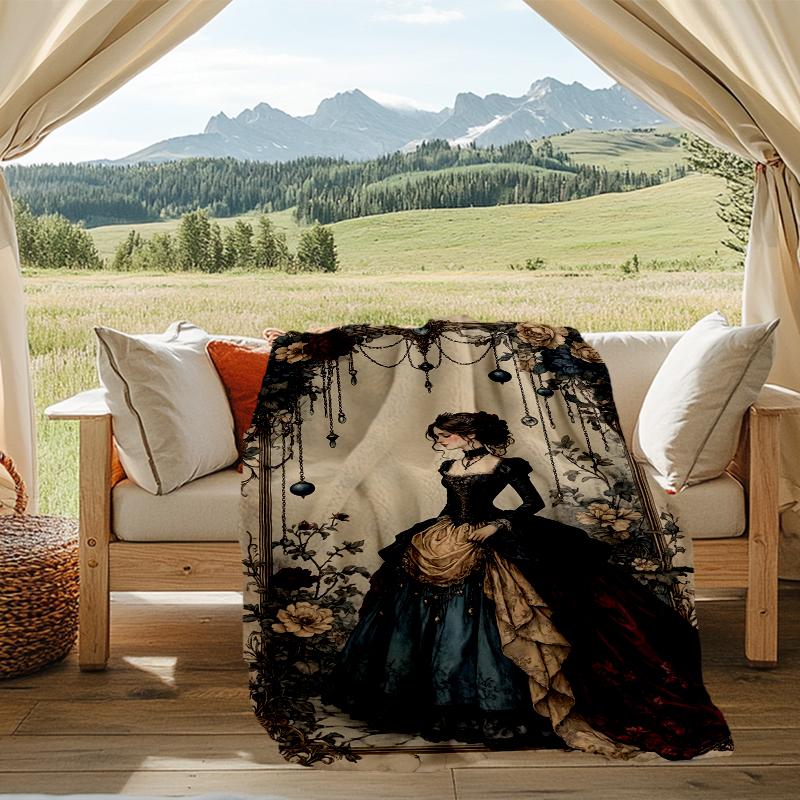 Victorian Beauty Blanket Personalized Name Flannel Blanket Soft Cozy Plush Throw for Sofa Bed Lightweight Home Décor