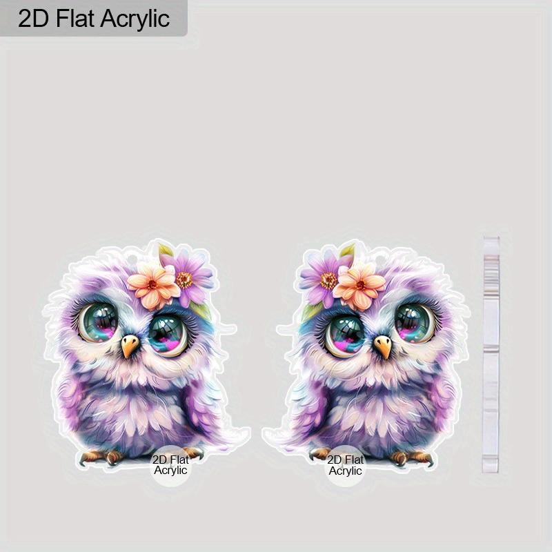 2D Flat Acrylic Christmas Pink Purple Owl Pendant Earrings, Suitable As A Holiday Gift for Women, Holiday Party Decorative Jewelry.