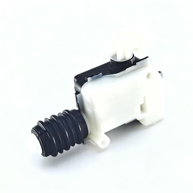 Front-Trunk Hood Lock Actuator Motor with Black Engineering-Plastic Housing and Ribbed Cylindrical Actuator End for Opening and Closing Repair Work