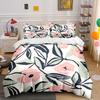 Pink Floral With Dark Leaves Pattern Bedding Set For Kids Luxury Gift 3Pcs Digital Print Comforter Set Soft Comfortable