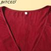 BITCED Plus Size Solid Color Casual Resort Dress Tie-Detail Resort V-Neck Midi Dress