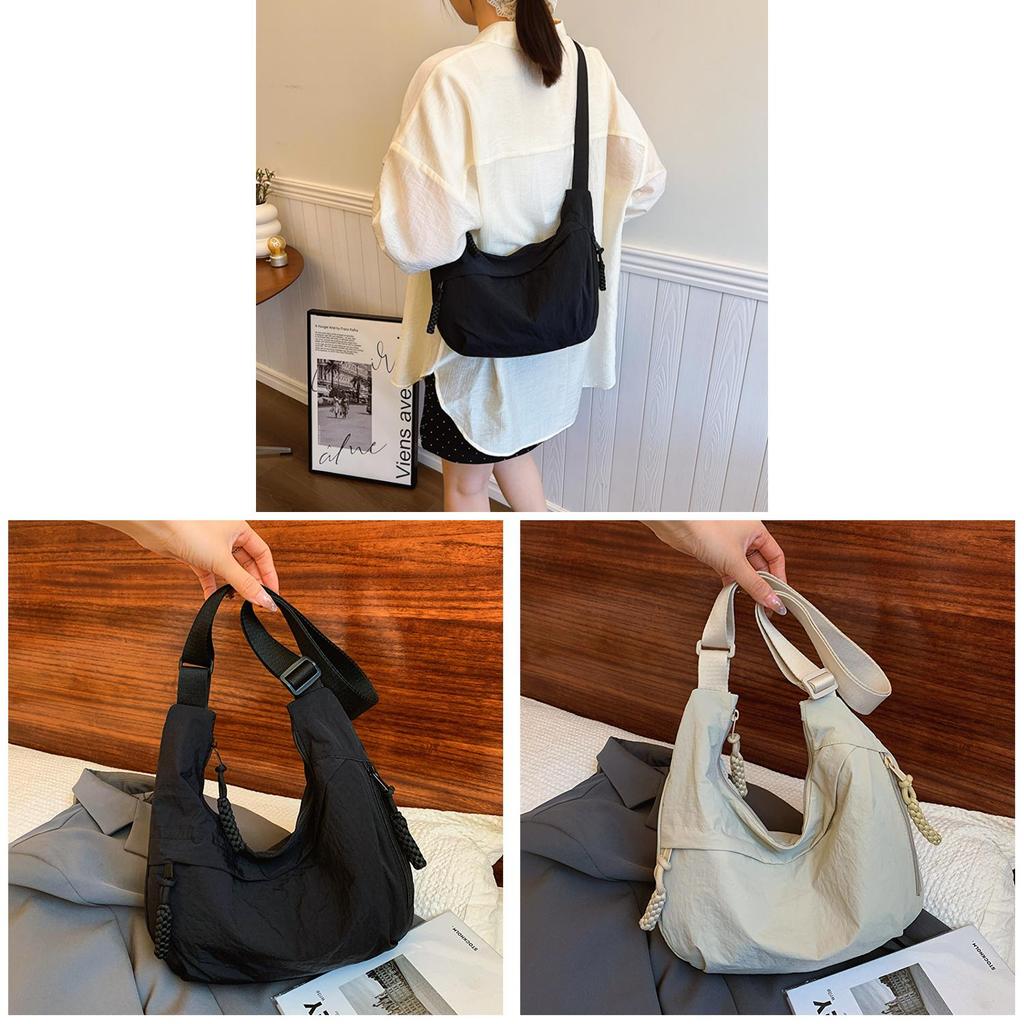 Japanese Fashion Large Capacity Shoulder Bag With Zipper Closure For Daily Use