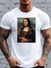 Divertente Parodia della Gioconda Mr Bean Orsacchiotto T-shirt Grafica Unisex in Cotone a Maniche Corte Casual Street T-shirt Per Adulto Uomo Amanti dell'Umorismo