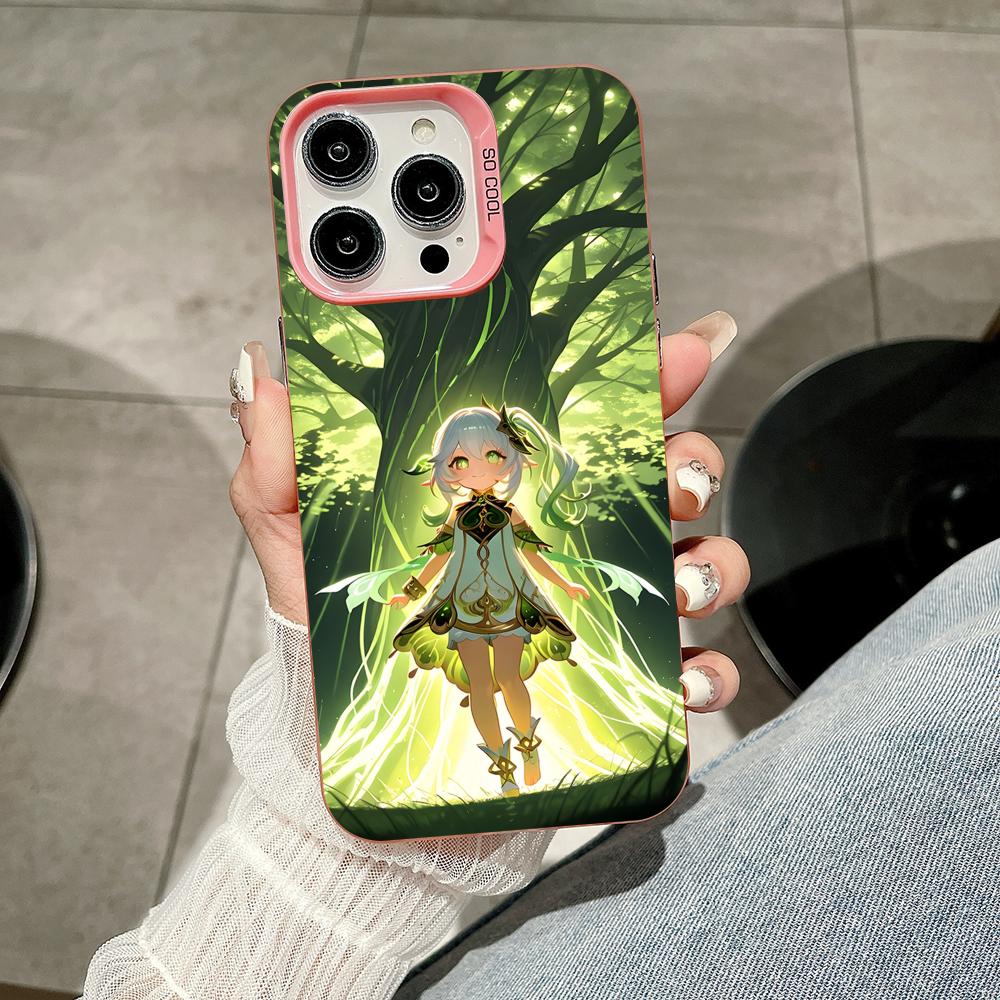 Game GI Nahida Pink Translucent Mobile Phone Case for iPhone 17 16 15 14 13 12 11 X XR XS 8 7 Air Pro Max Plus Colorful Cover