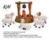 Holiday Tabletop Display Christmas Nativity Scene Set with LED Lighted Campfire, Resin Manger Stable Figurine, Miniature Wooden Look Hut & Sheep