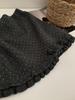 Women's Autumn Elastic Waist Patchwork Polka Dot Knit Skirt - Black Fungus Edge, Korean Style Slim Fit