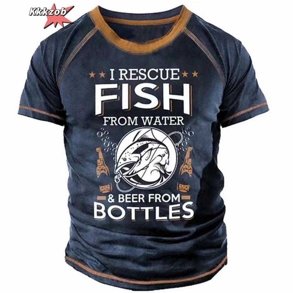 Men's Clothing 3D Fishing Pattern Printed Short Sleeve Oversized T-Shirt Fishing Fishing Outdoor Clothing Short Sleeve Top