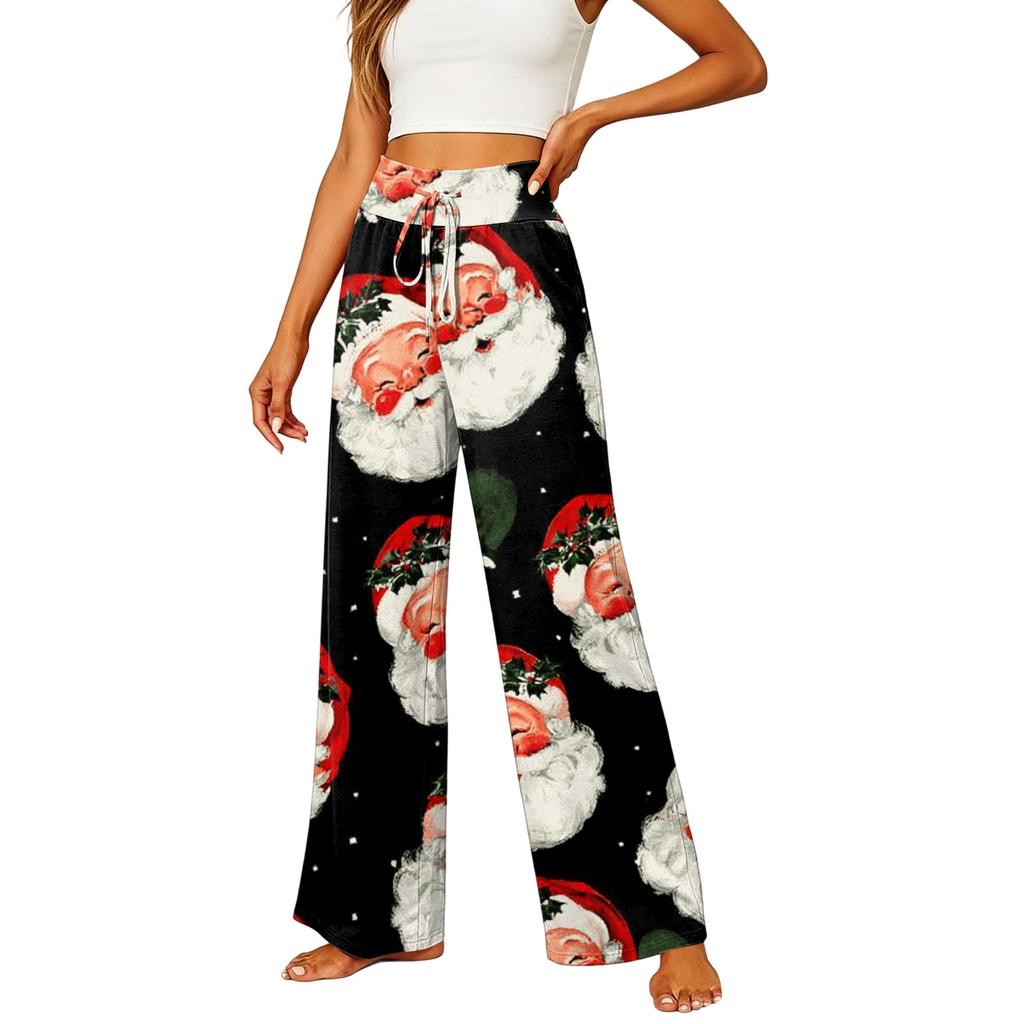 Women's Casual Straight Leg Pants with Elastic Waistband and Pockets for Everyday Wear