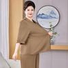 Women's Plus Size Summer Short Sleeve Wide-leg Pants Two-piece Set