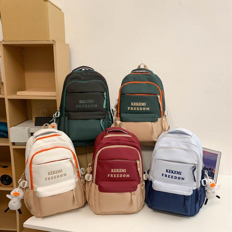 Student Schoolbag Harajuku Style Junior High School Student Ins Style Large-capacity Letter Color Matching Backpack