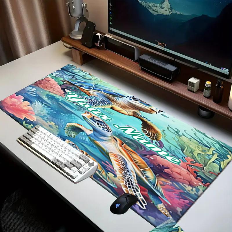 1PC Custom Name Ocean Turtles Adventure Mouse Pad, Keyboard and Mouse Desk Pad, for Computer Notebook  Birthday Gift For Any Room Or Office