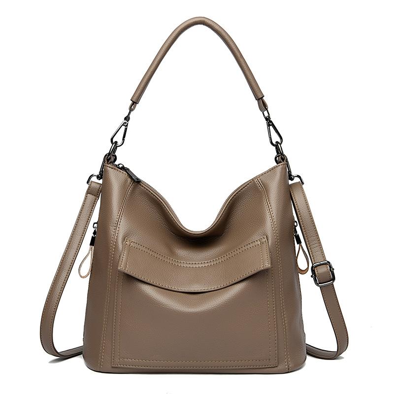 

Повседневная большая вместительная сумка на плечо из мягкой кожи 2025 новая универсальная сумка для поездок однотонная портативная сумка-мессенджер