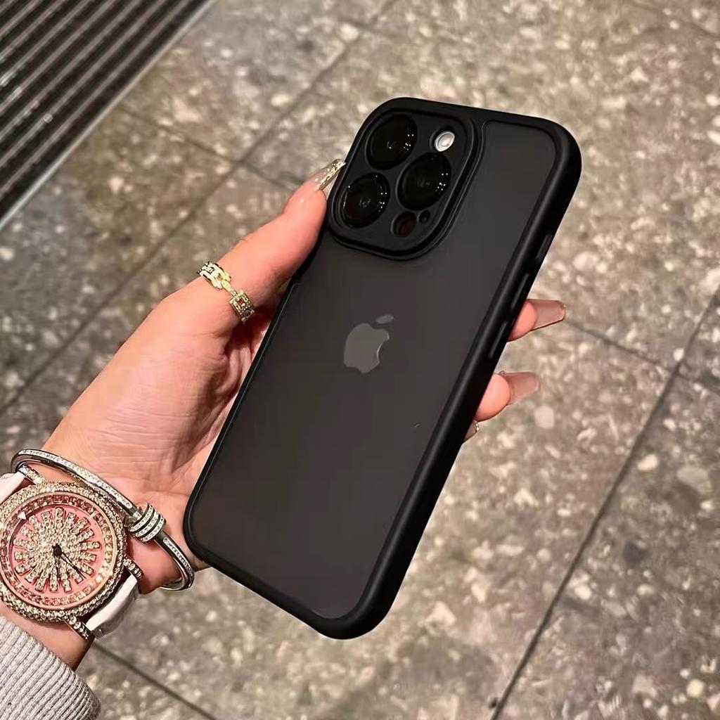 Luxury Matte Transparent Phone Case For iPhone 12 13 14 15 16 17 Pro Max Plus Air Shockproof Bumper Cases Cover