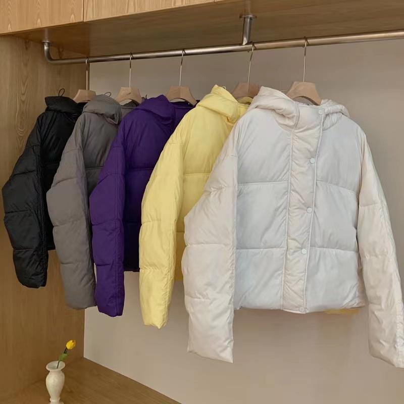 Winter Mode Lose Frauen Kurze Brot Mantel mit Blume Kapuze Warme Verdicken Jacke