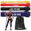 Set of Resistance Bands for Exercise Bands 4 Pcs. + Strong Power Band Fitness Case