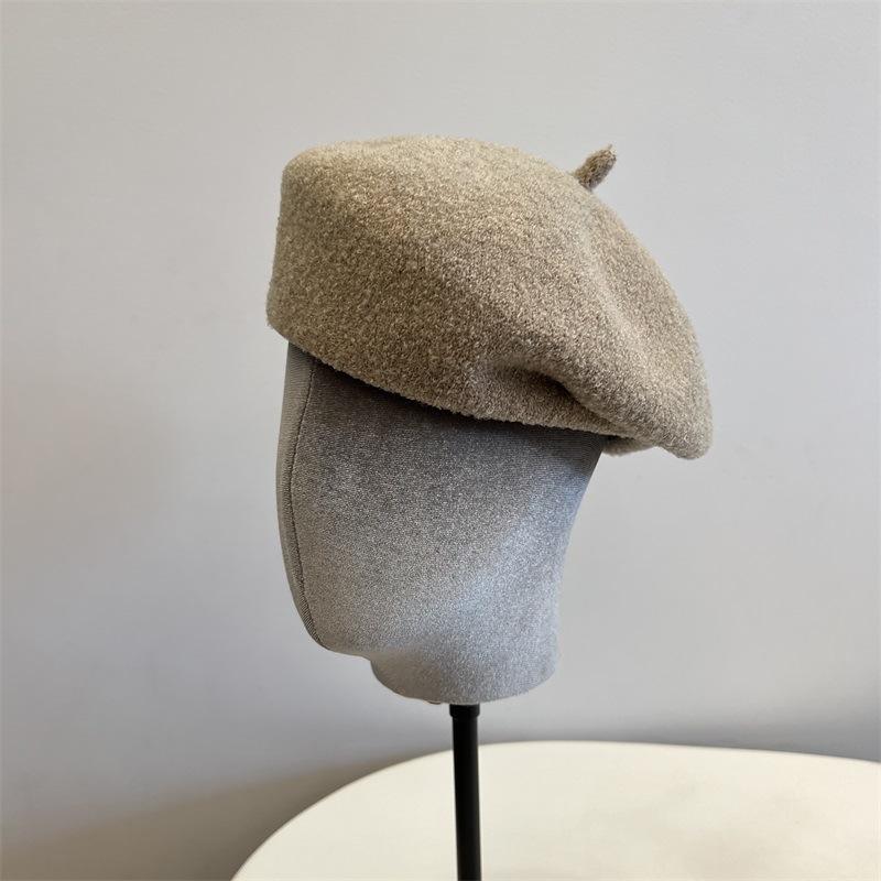 

Cashmere circle yarn tilted head beret lady literary sense retro temperament elegant painter hat M（56-58cm） темно-коричневого кольору