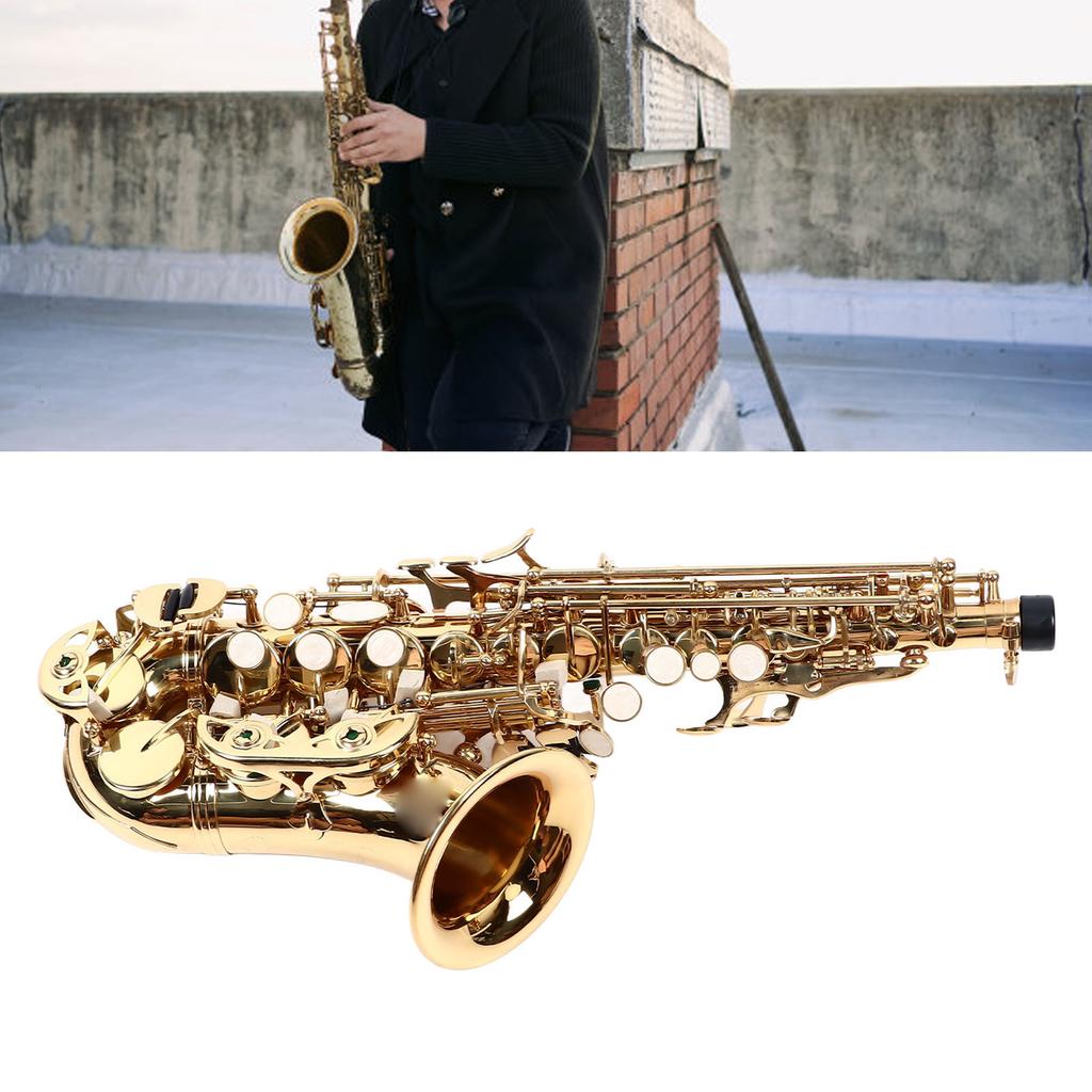 Kids Saxophone B Flat Brass Soprano Sax Instrument Set Kit for Children Beginner Practice
