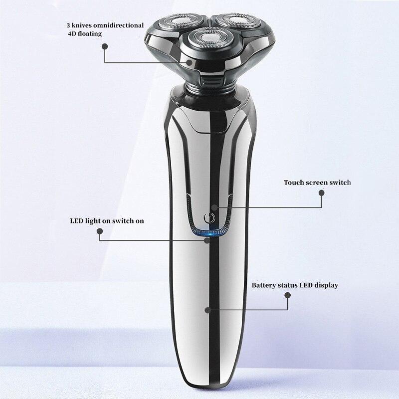 Floating Three Blade 4D Electric Razor For Mens Whole Body Washing Razor Rechargeable Intelligent Electric Shaver Men