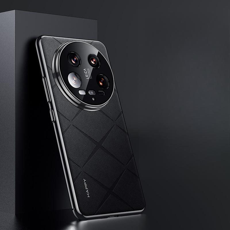 Suitable for Xiaomi 14 Phone Case, Plain Leather Mi14ultra Business Xiaomi All-Inclusive 14 Pro Ultra-thin Leather Case