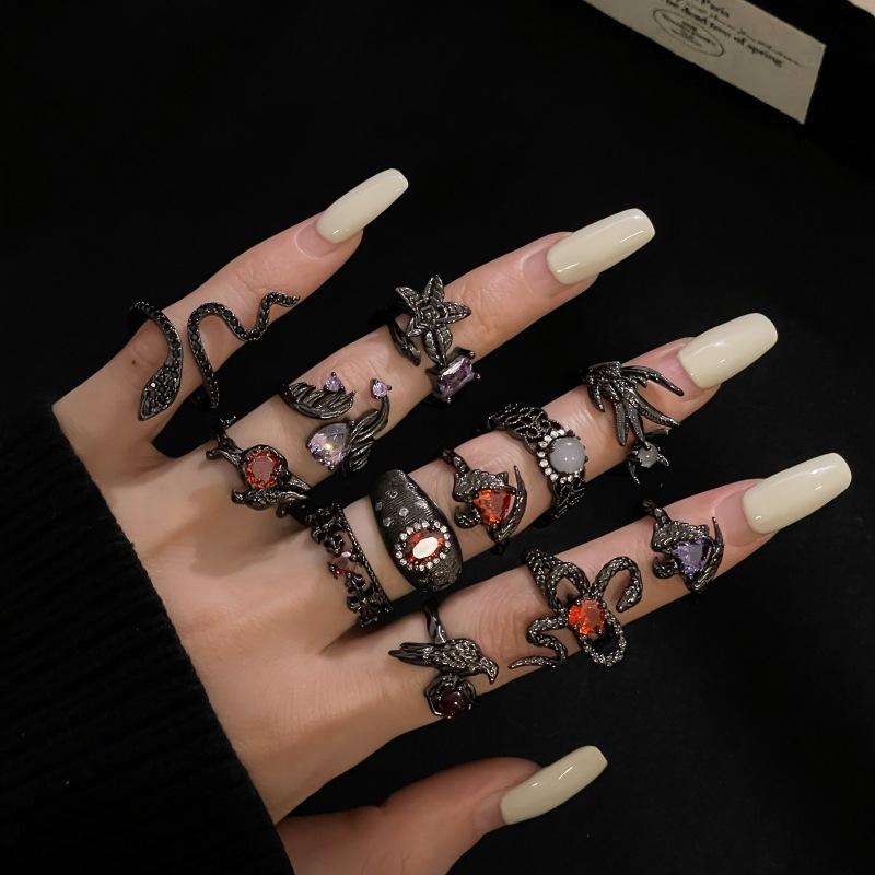 Punk Dark Style Unique Design Open Ring Female Niche Fashion Sweet Cool Babes Retro Personality Accessories