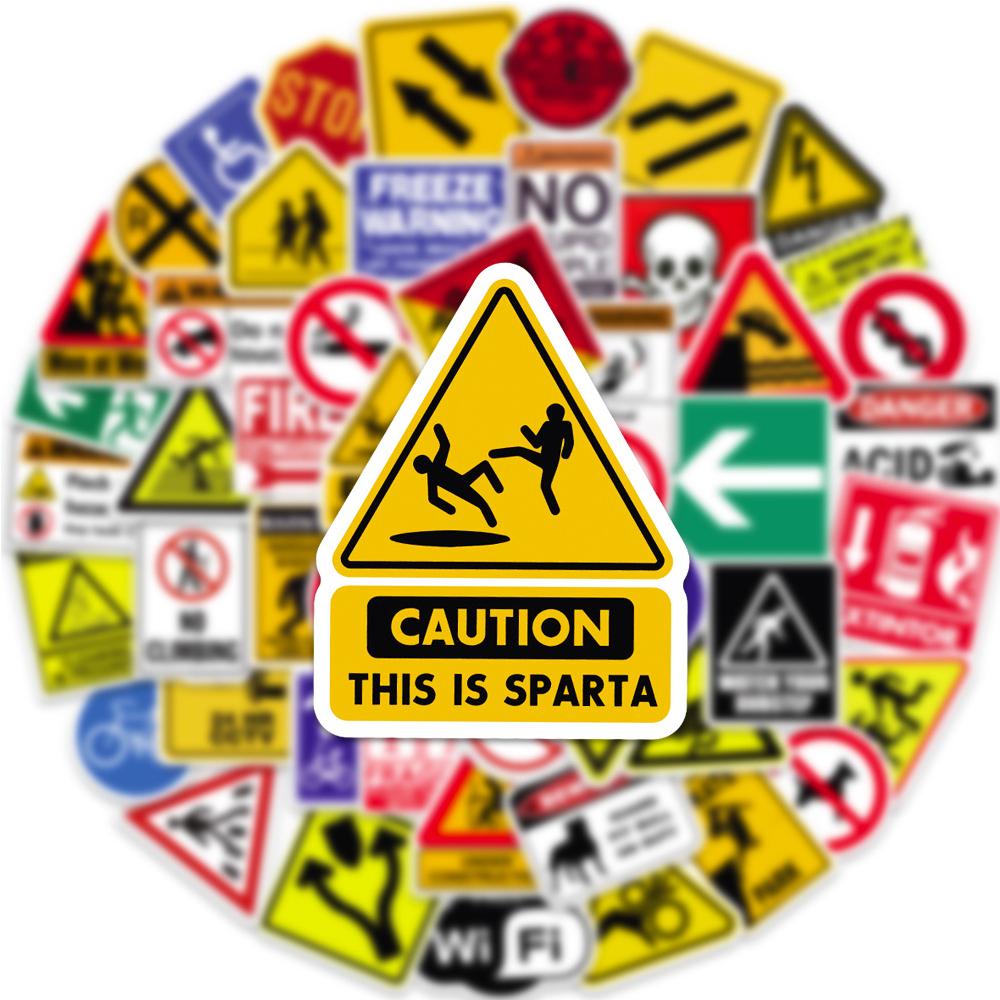 10/30/50/100pcs Cartoon Danger Banning Signs Warning Stickers Funny Graffiti Sticker Skateboard Phone Guitar Cool Decals Packing