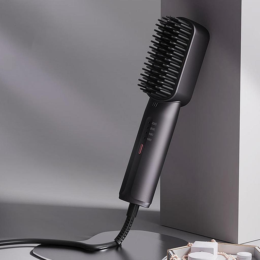 Hair Straightener Comb Hair Straightening Curling Brush Small and Exquisite Comb for Travel Black