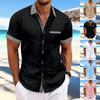Men's Stripe Printed Button Short Sleeve Shirts Men's Casual Fashion Short Sleeve Shirts