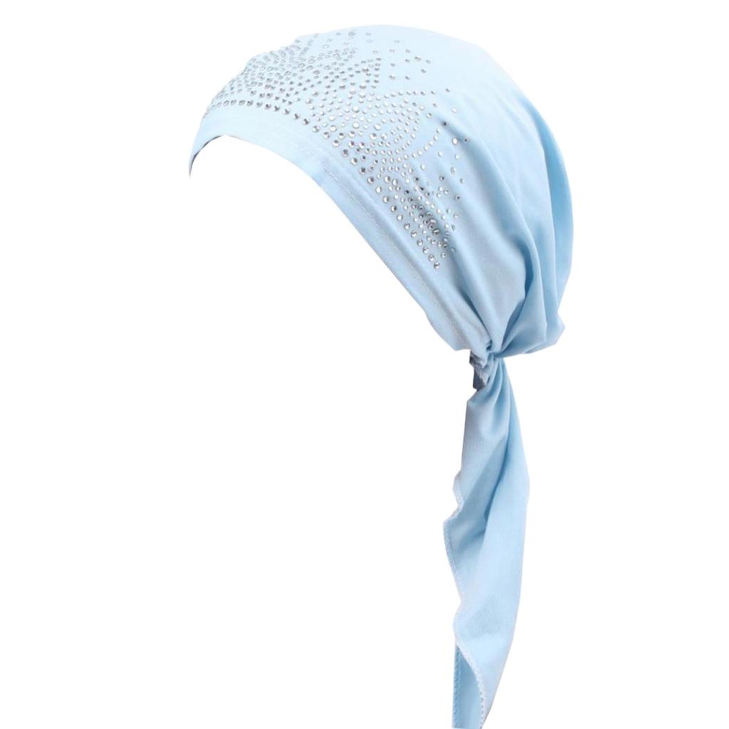 Cute Lady Rhinestone Muslim Turban Hat Chemo Cap Hair Loss Hijab Cap Cover EMA
