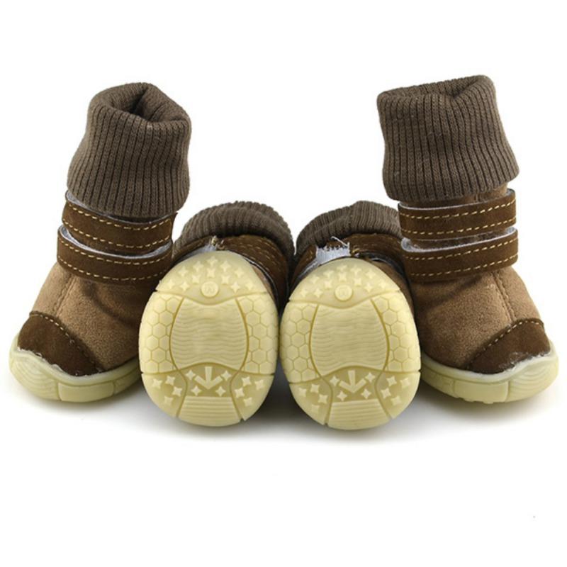 4 Stück/Sets Welpenschuhe Winter Schneestiefel Mode Lässig Haustier Rutschfest Teddy Hundeschuh