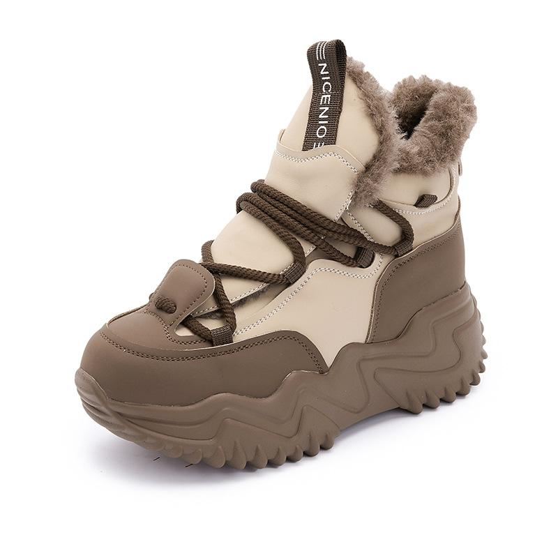 

Sneakers medium and high top thick sole inner height increase dad shoes women s fleece thickened casual leather women s shoes winter cotton shoes wom 38