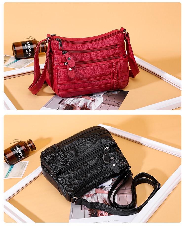 2023 Women's Soft Leather Crossbody Bag - Washed Leather, Large Capacity, Single Shoulder, Perfect for Mothers