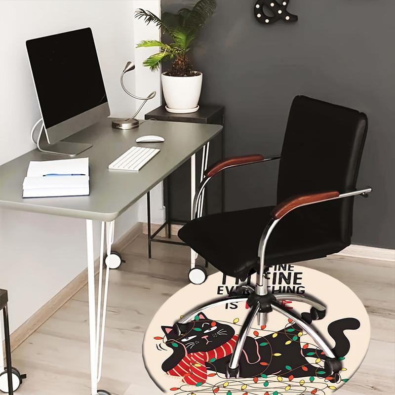 

1pc Christmas Cat Lights Round carpet, Made of Polyester,Office Chairs, Living Rooms, Or Bedrooms, a Cool Rug for The Living Room.ydt26042 80cm