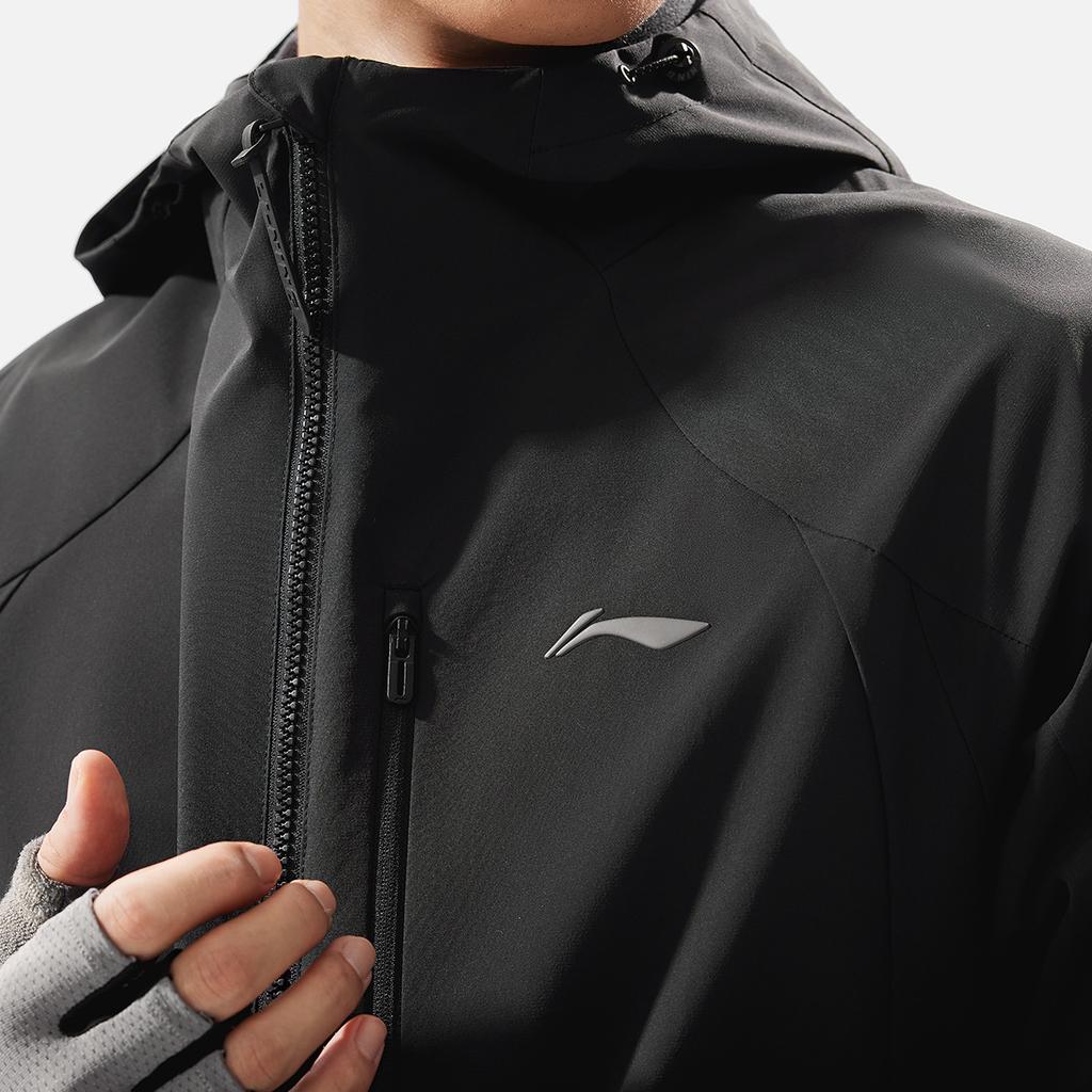 Li-Ning Fitness Series Solid Color Zipper Hooded Comfortable Breathable Fleece Three-In-One Warm Water-Resistant Jacket Men Jacket Black AWBU009-1