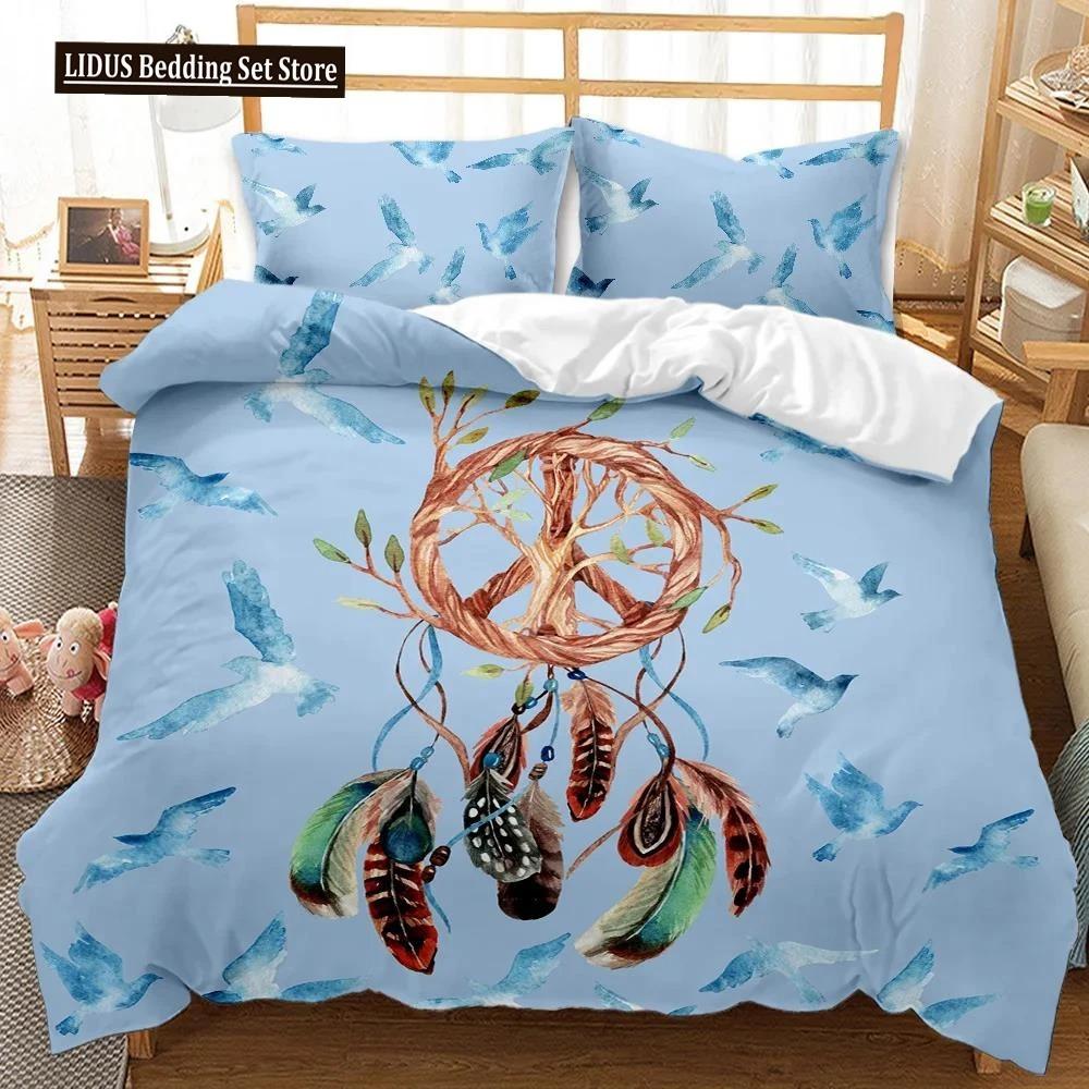 Dream Catcher Duvet Cover Feather Purple Dream Catcher BeddingSymbol Exotic Polyester Quilt Cover Double Queen King