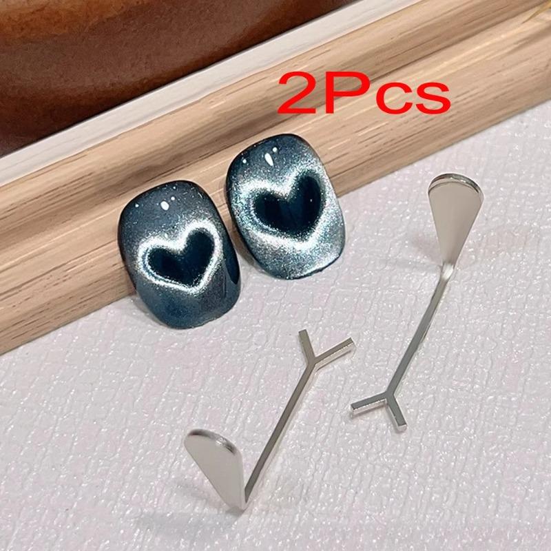 

2Pcs Heart Cat’Eye Nail Magnet Set Y-shape,Cylinder Magnetic Stick for Creat French Cat Eye Love Shape on Nails Manicure Tools