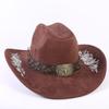 Popular European and American Classic Suede Western Cowboy Hat Men's and Women's Big Brim Embroidered Outdoor Sun Hat