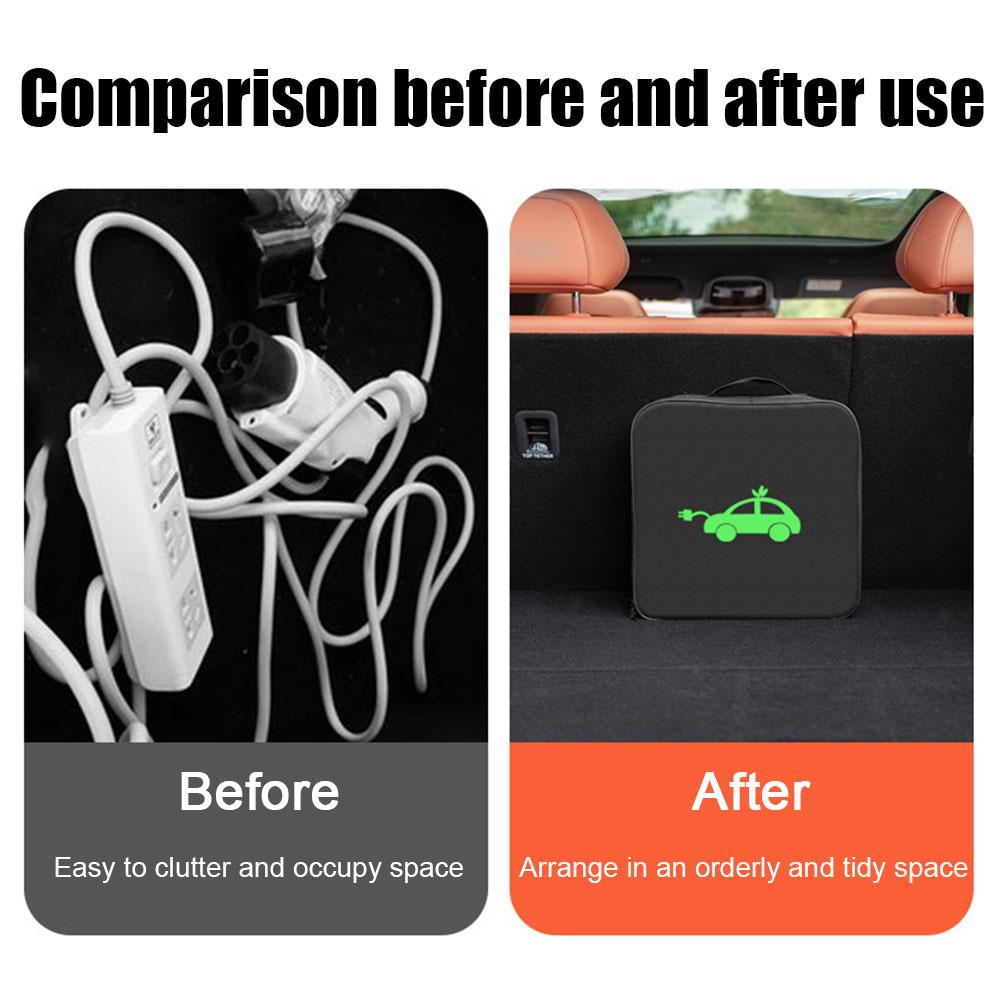 EV Cable Organizer Bag Electric Car Charger Box Charging Organizer Jumper Cable Bag Electric Vehicle Charging Gun Storage Bag